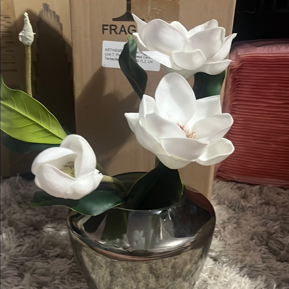 Amazon White and Silver Vase Accents